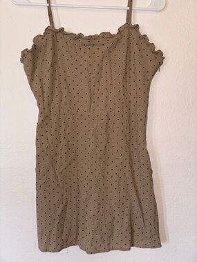 Grade & Gather Woman’s  Brown With Black Polka Dot Mini Dress Size M
